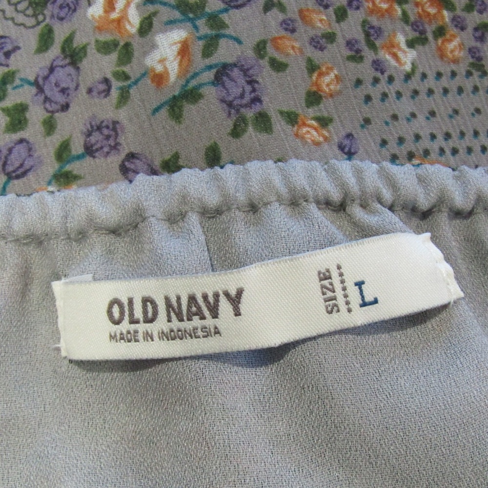 NEW Old Navy Gray Purple Orange Rose Ruffled Top L - Picture 5 of 6